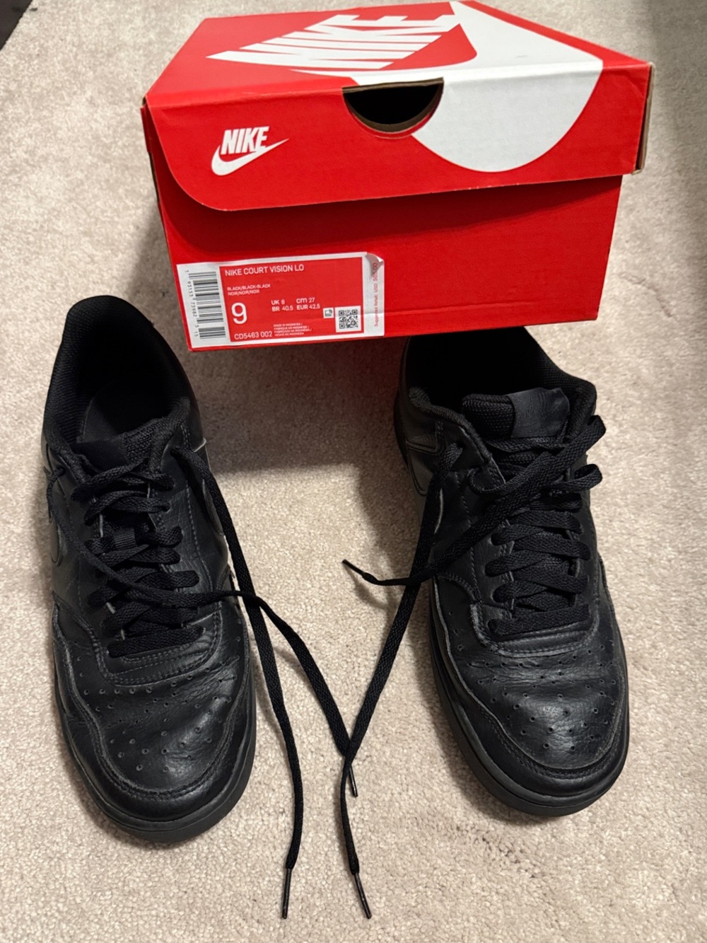 Nike Court Vision LO Black with Black Sole -